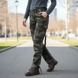 Spodnie damskie Brandit M65 w akcji - kultowy krój militarny z damskim dopasowaniem i funkcjonalnymi kieszeniami cargo